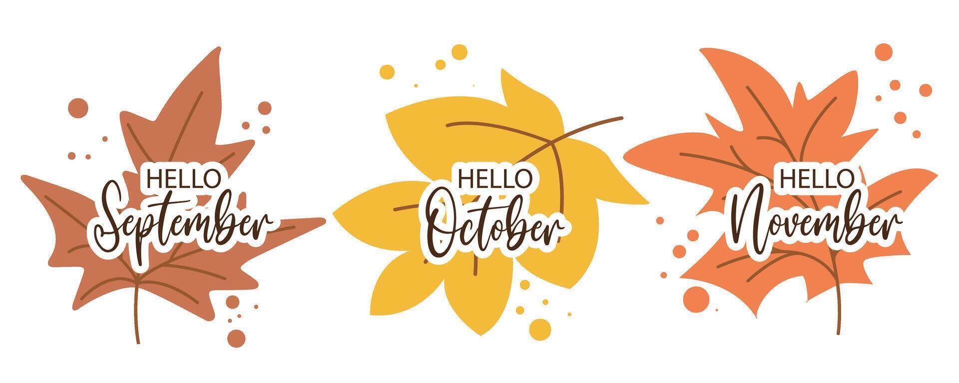 Colorful banners with autumn greeting inscriptions vector