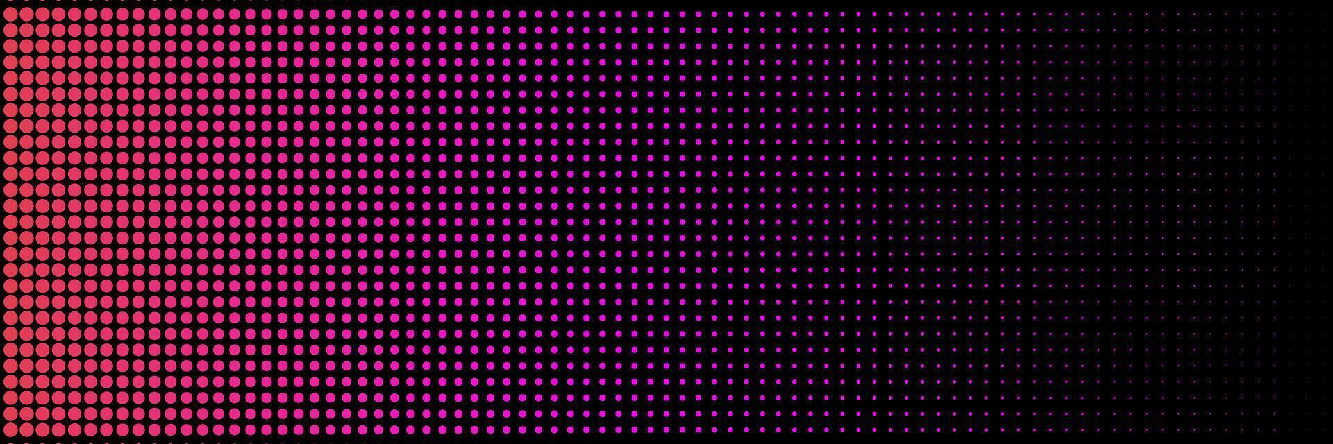 Horizontal halftone background with neon gradient. Grunge wallpaper with dots, neon fade to create a comic style design, retro collage. vector