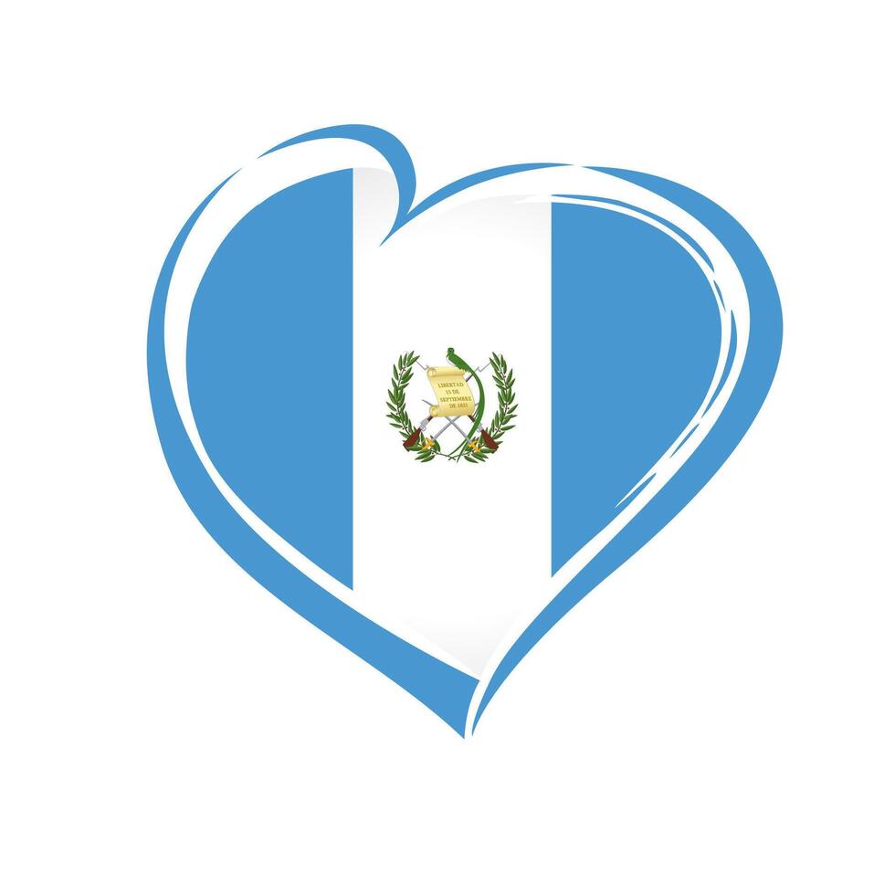 Love Guatemala flag emblem. Flag of Guatemala in heart shape vector