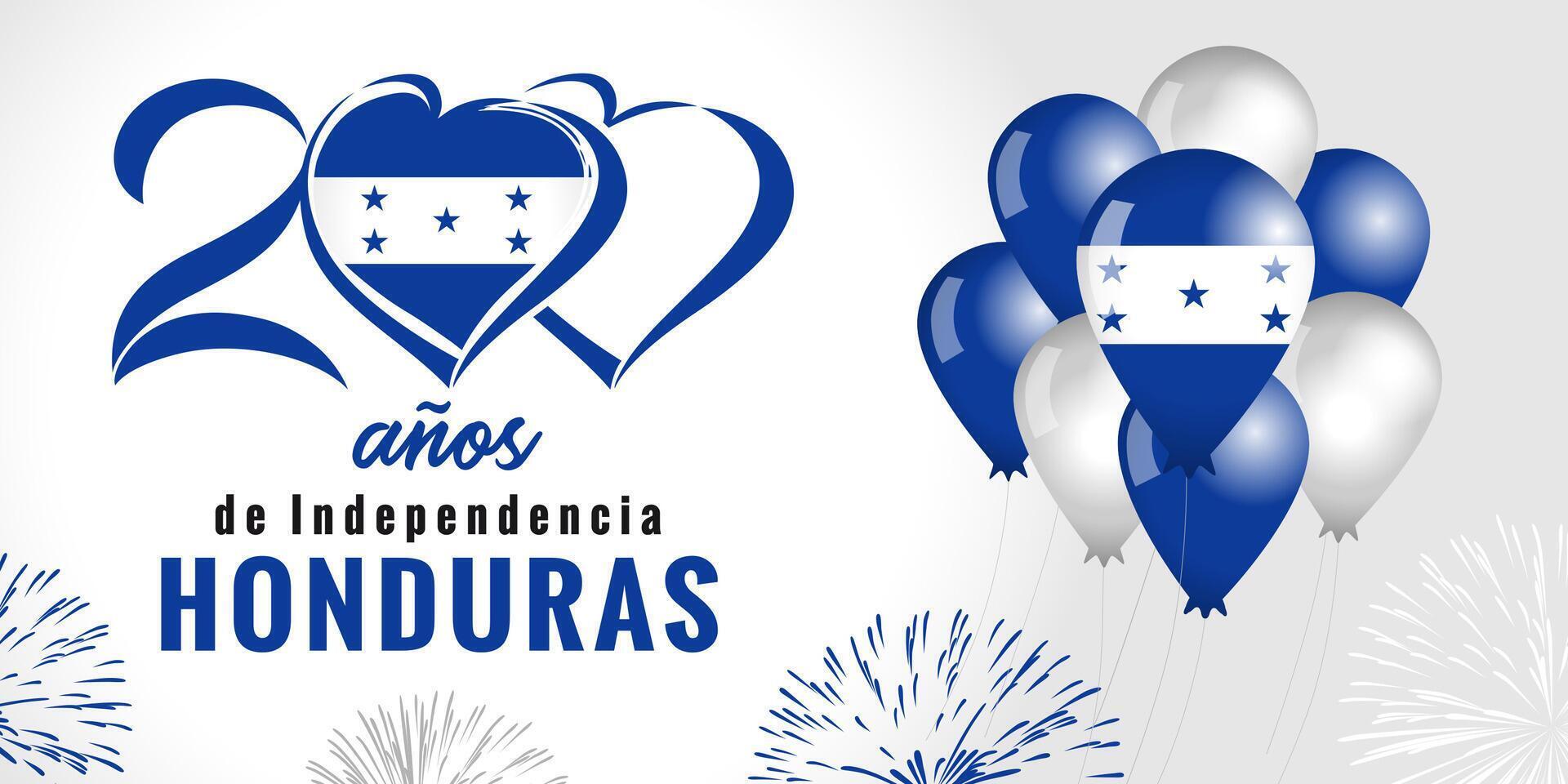 Independence Day of Honduras sample postcard, cute design with 3D elements. 200th anniversary to Tegucigalpa city logo creative template vector