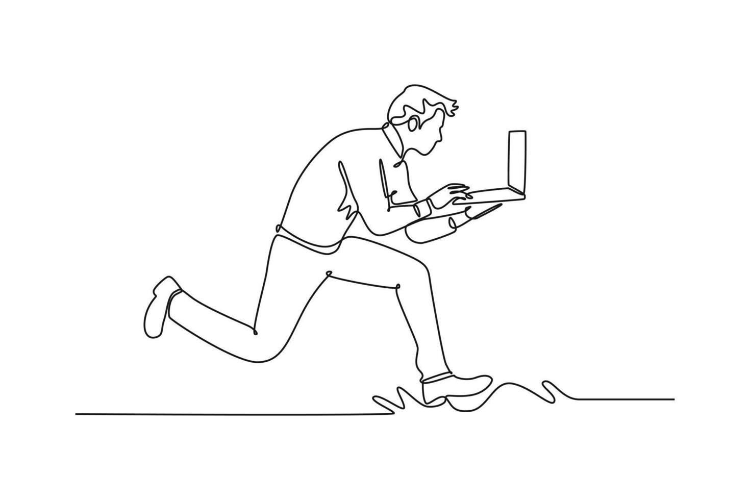 Starting a Business concept. Single line draw design graphic illustration. vector