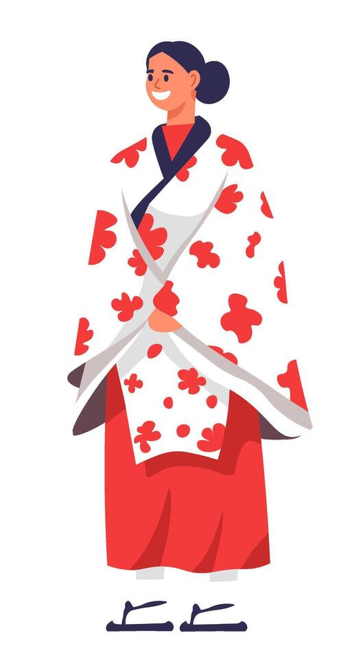 Japanese Woman in Kimono Illustration vector