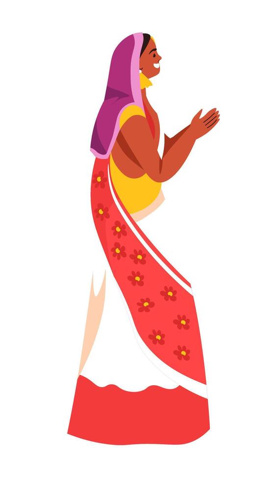 Woman in Colorful Sari Art vector