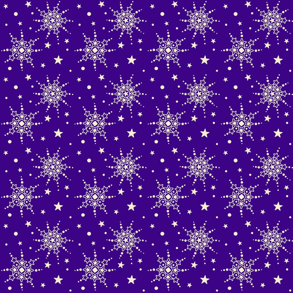Christmas blue background with snowflakes seamless pattern. vector