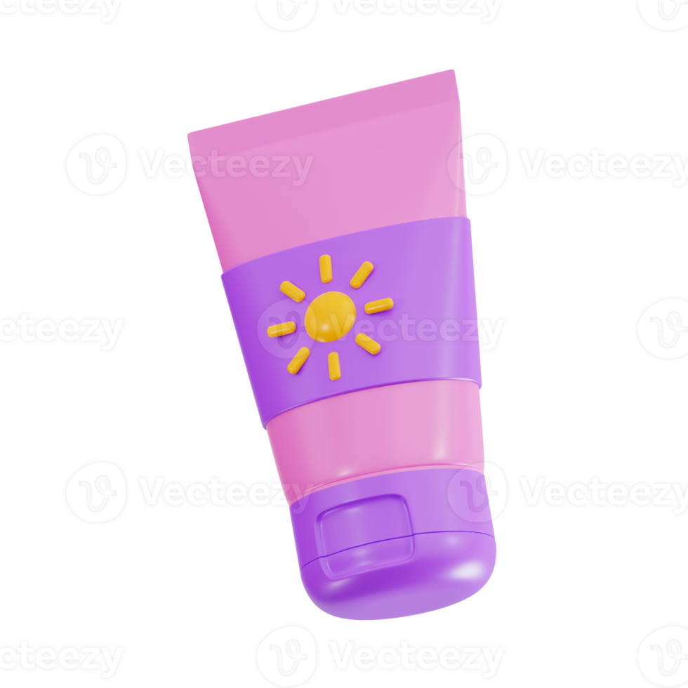 sun block 3d icon, cosmetic 3d set, transparent background png
