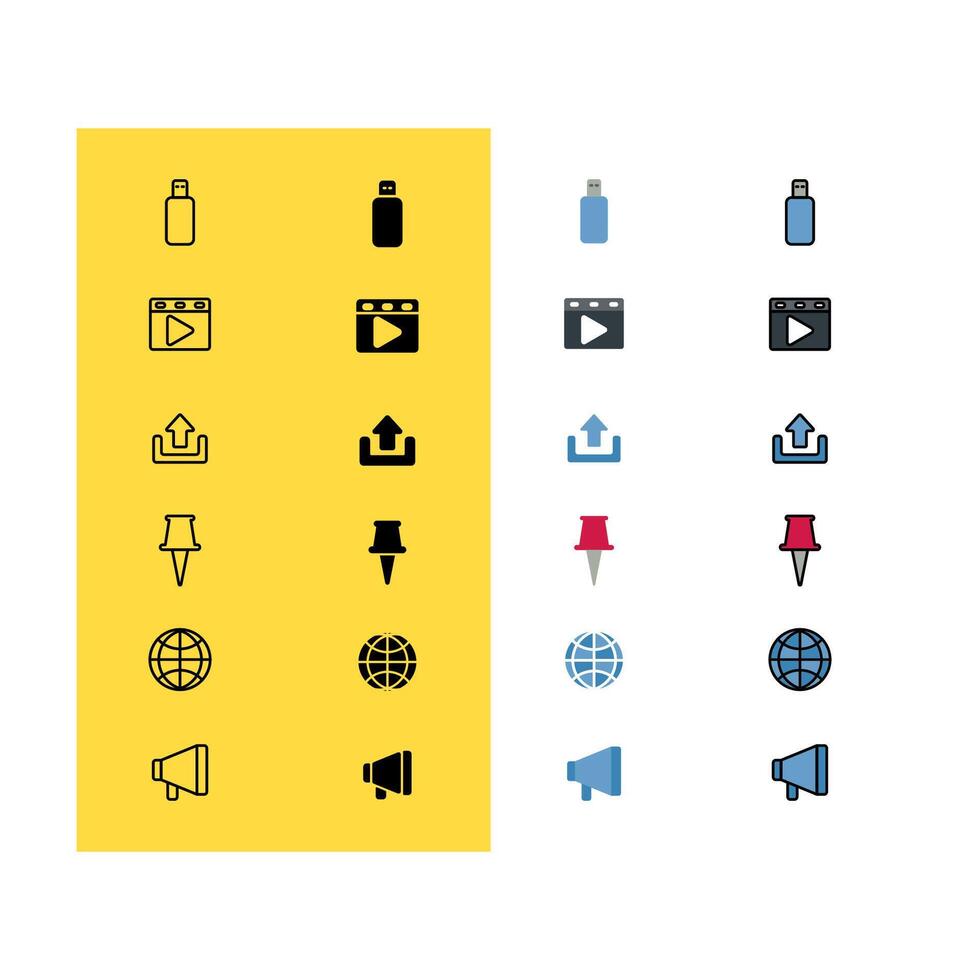 multimedia Website and Application Icon Set vector