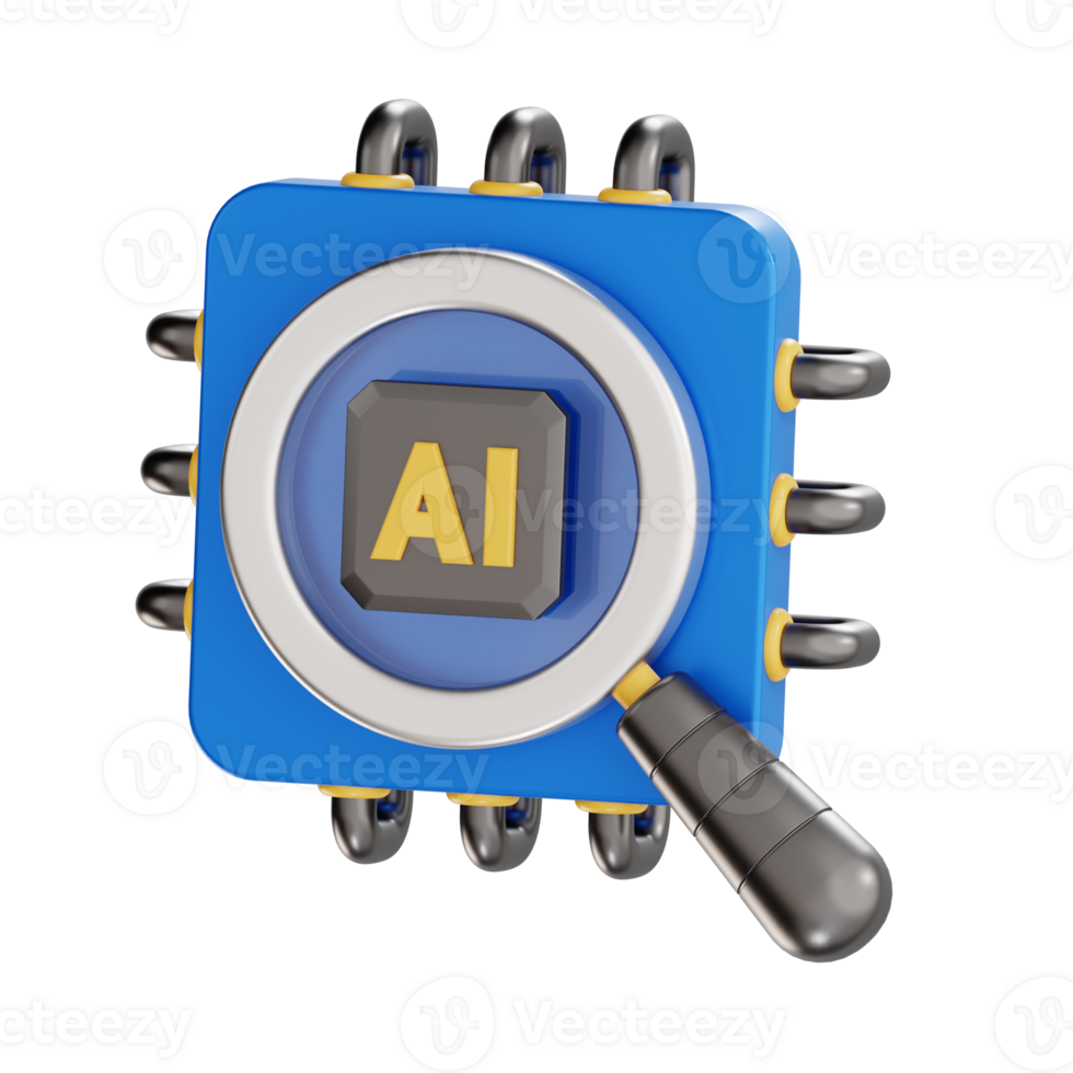 ai search 3d icon, artificial intelligence 3d set, transparent background png