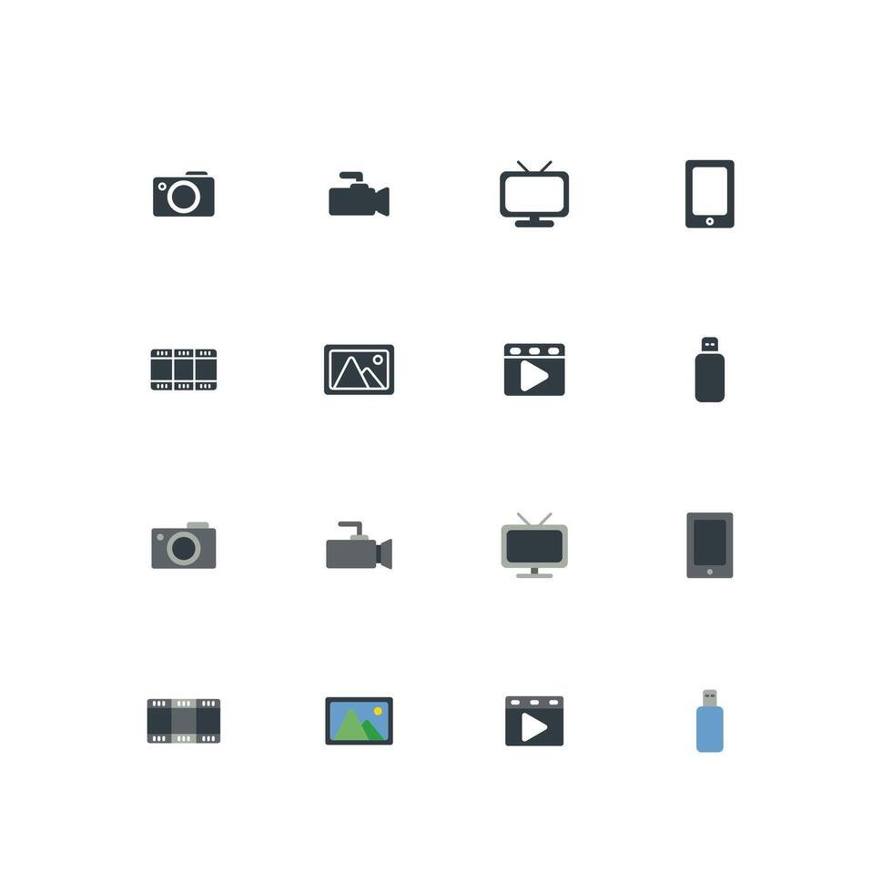 Content creator solid fill Icon Set vector