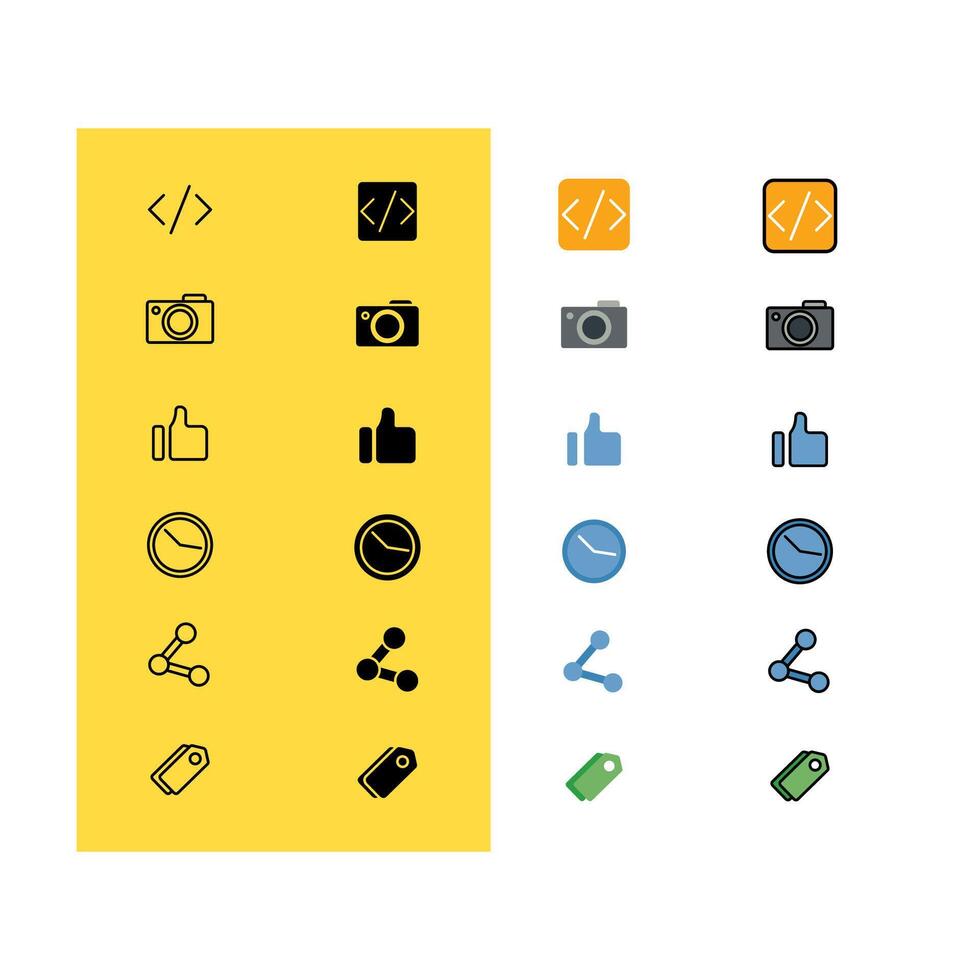 Coding, Website and Application Icon Set vector