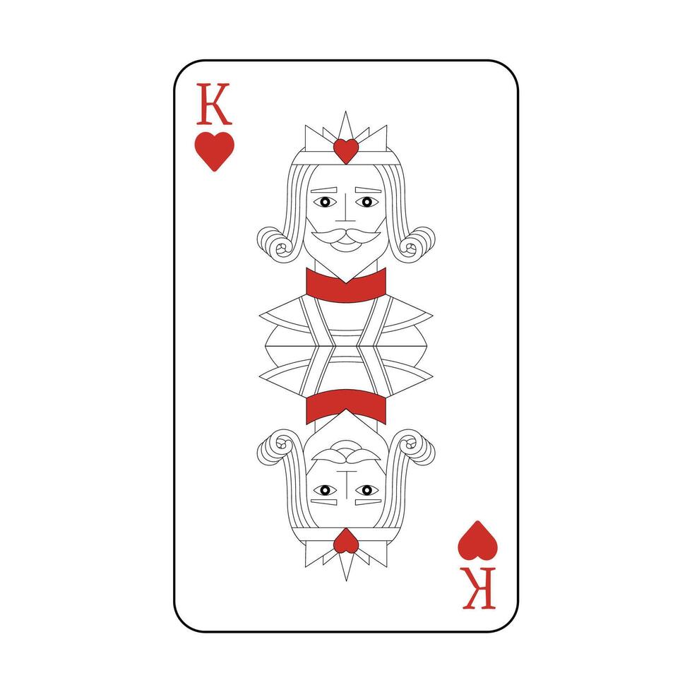The playing card is the red king of hearts. vector