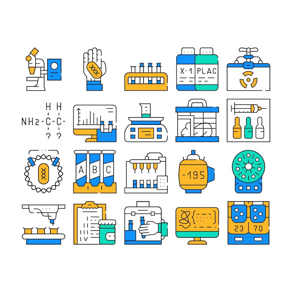 Vaccine Production Collection Icons Set Flat vector
