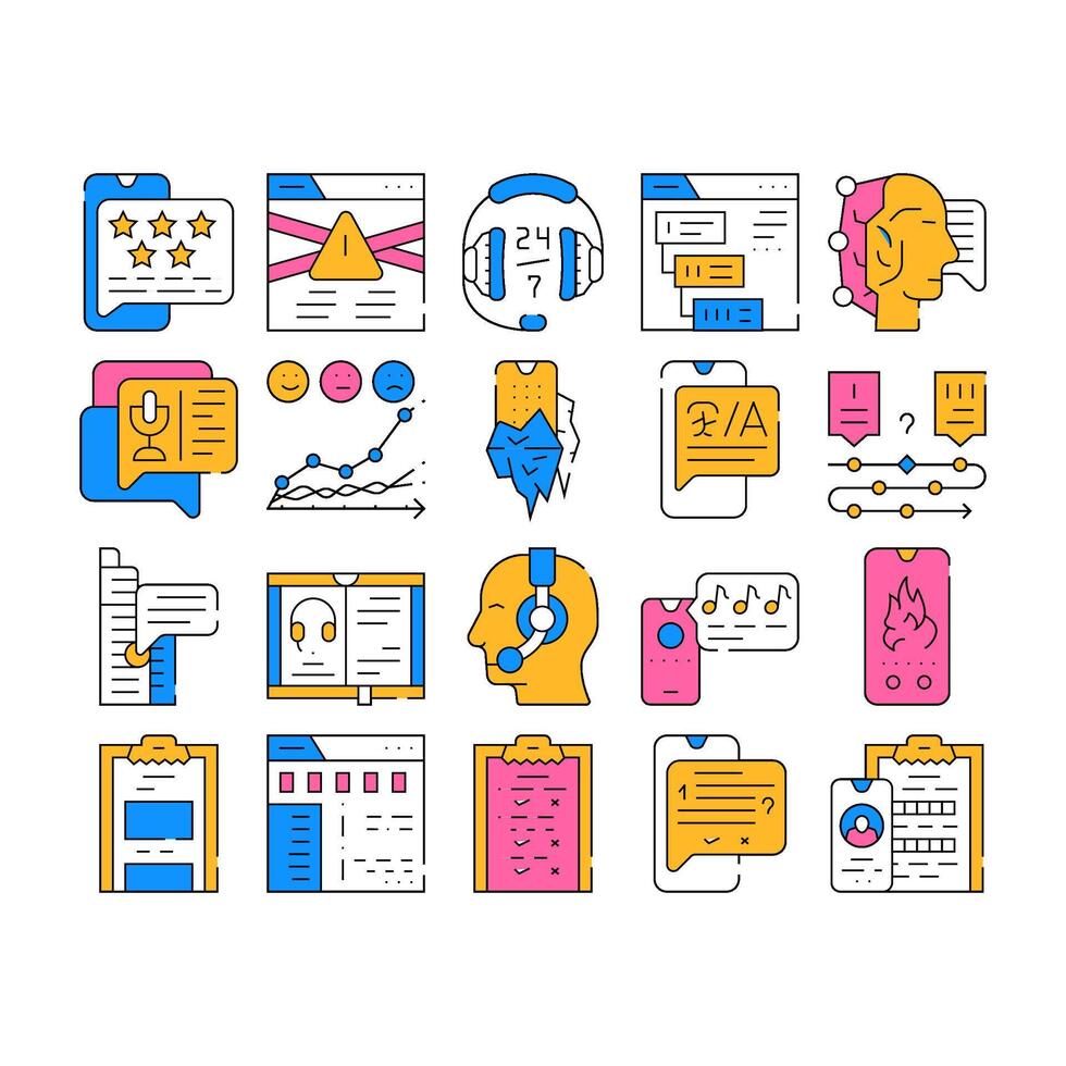 Call Center Service Collection Icons Set vector