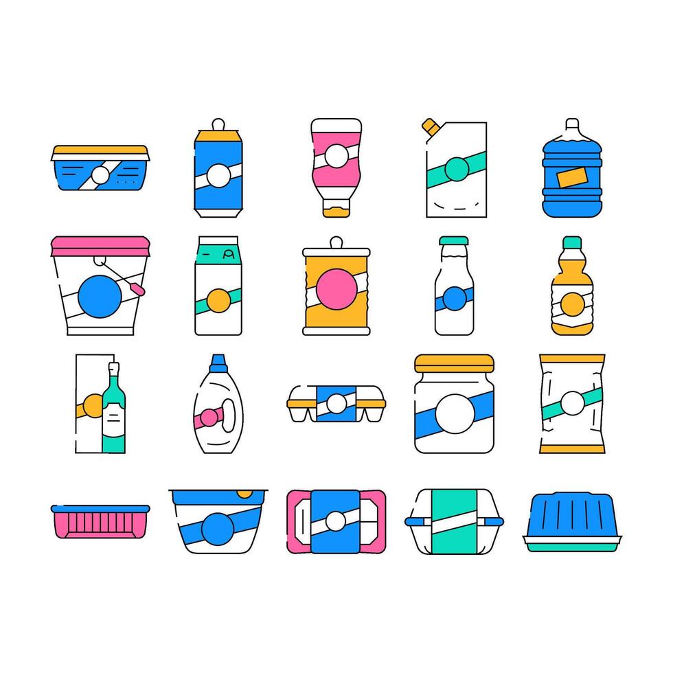 Package For Product Collection Icons Set vector