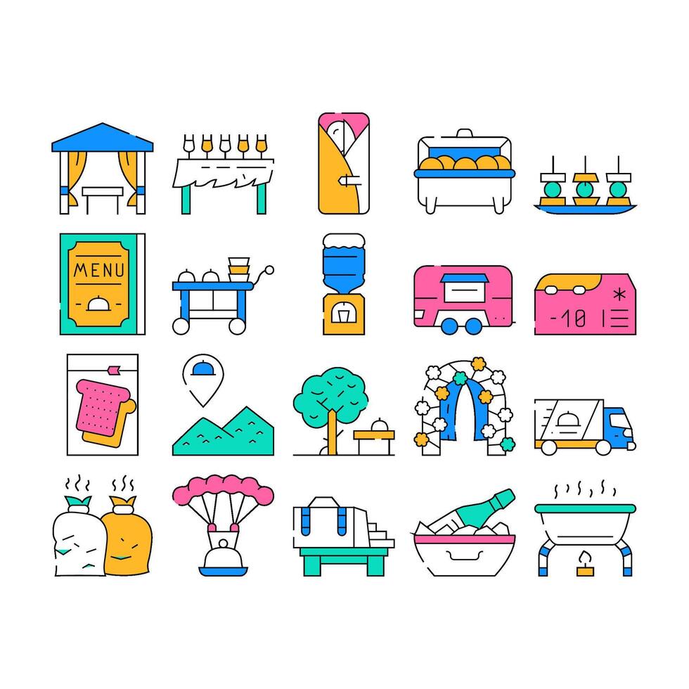 Catering Food Service Collection Icons Set vector