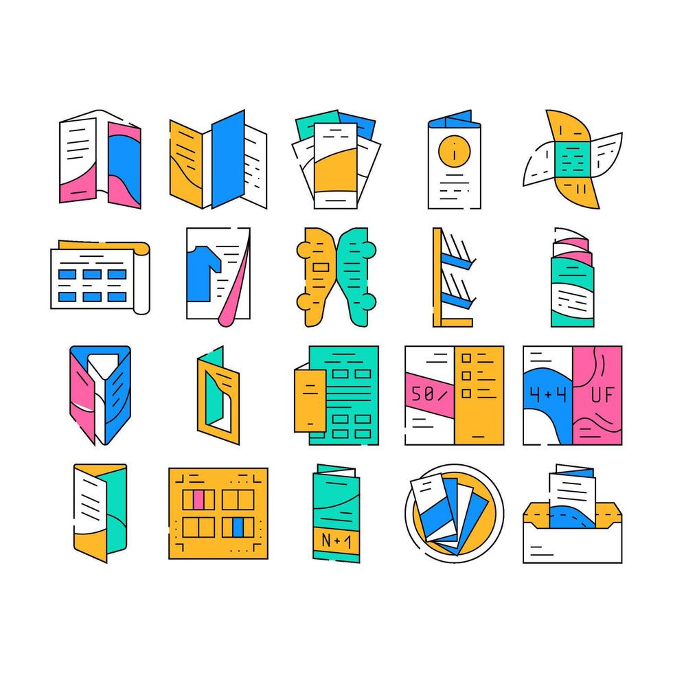 Catalog And Booklet Collection Icons Set vector