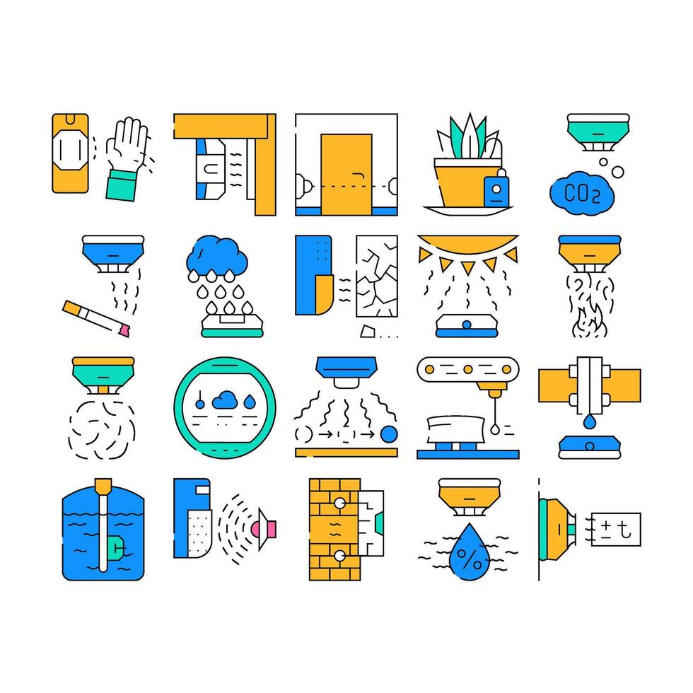 Sensor Electronic Tool Collection Icons Set vector