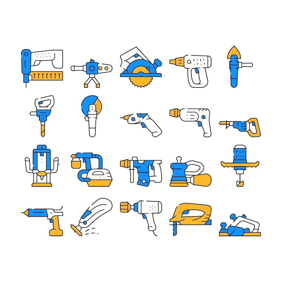 Tools For Building Collection Icons Set vector