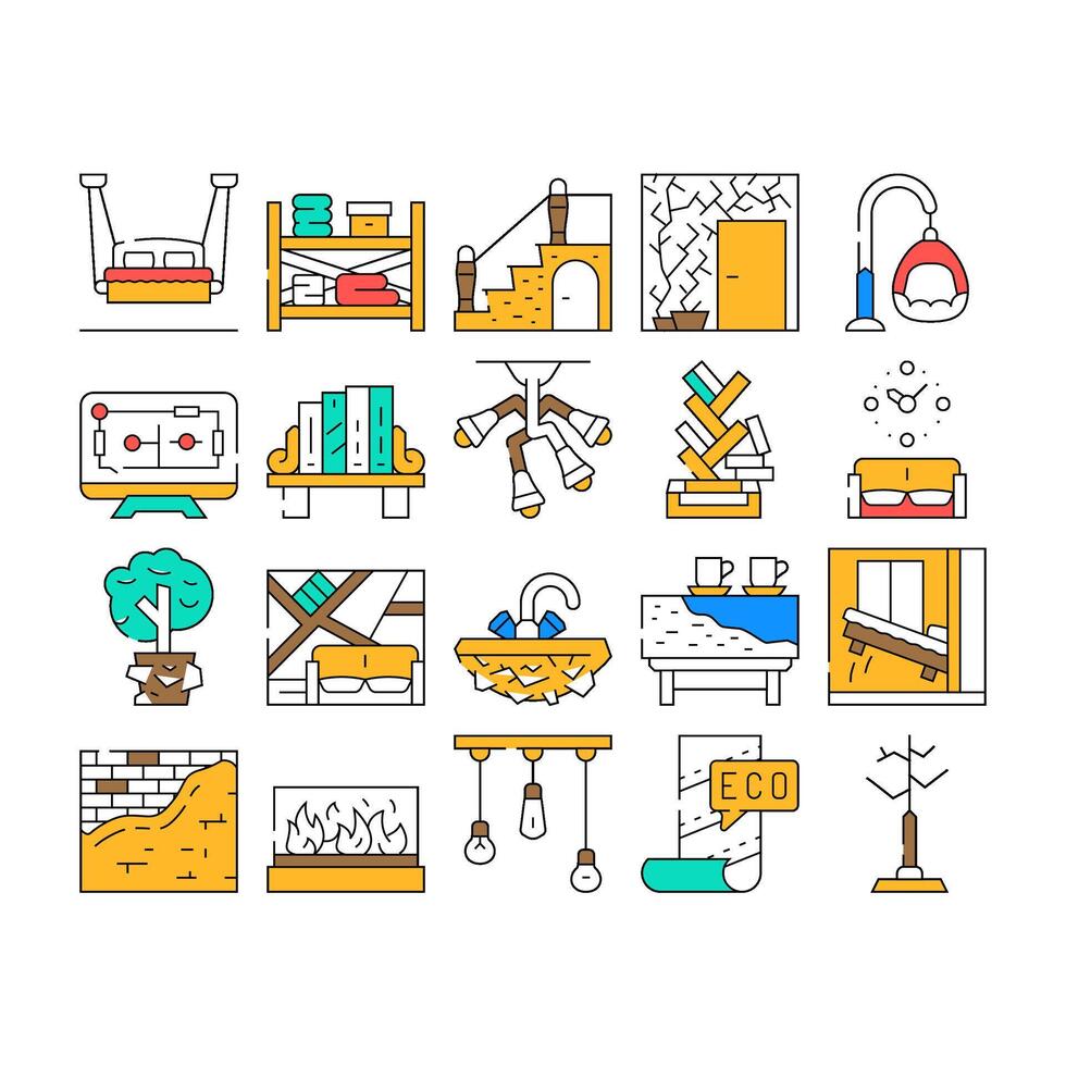 Interior Style Design Collection Icons Set vector