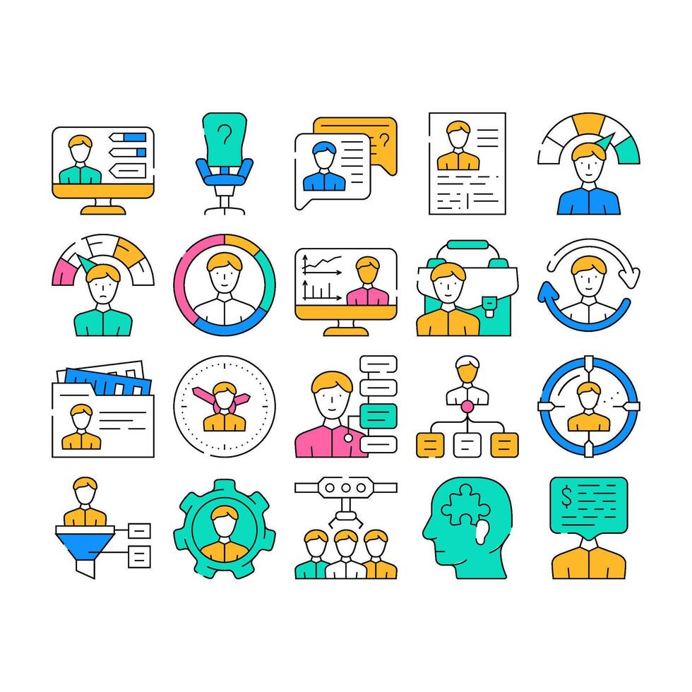 Human Resources Hr Department Icons Set vector