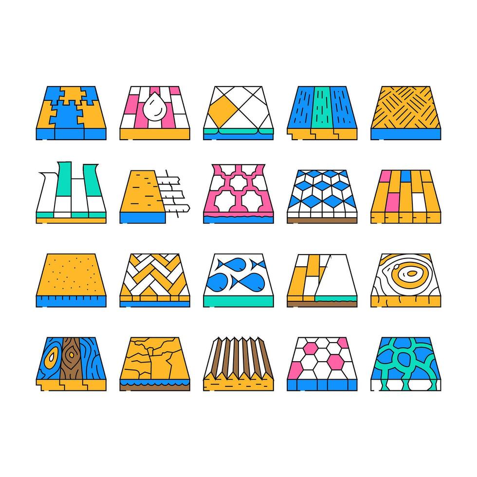 Floor Material Layers Renovation Icons Set vector