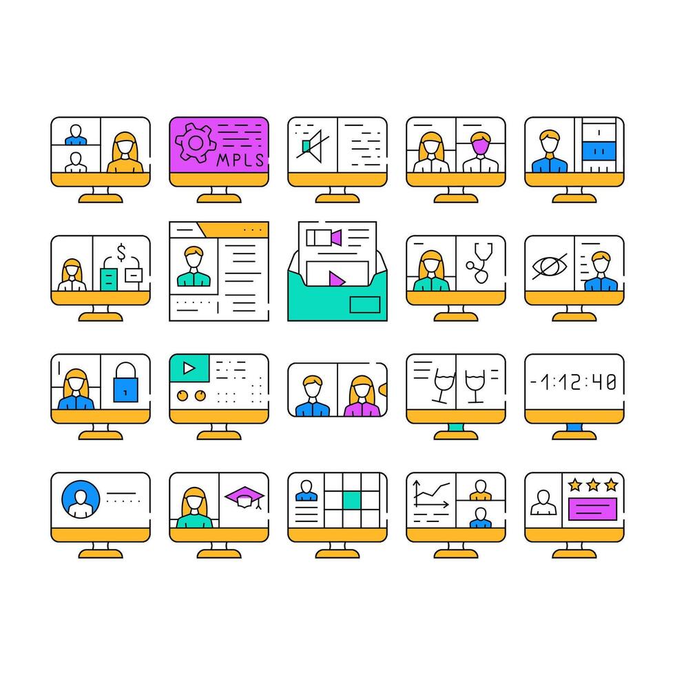 Conference Communication Icons Set vector