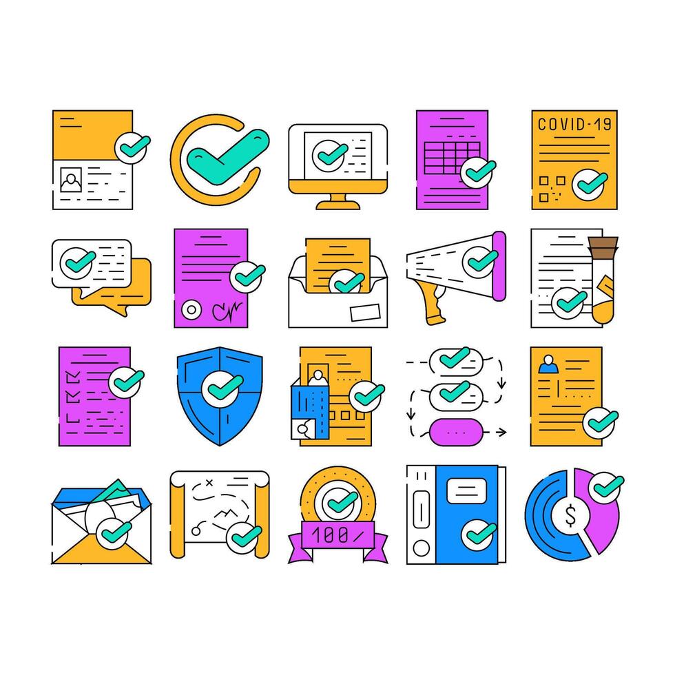 Compliance Quality Procedure Icons Set vector