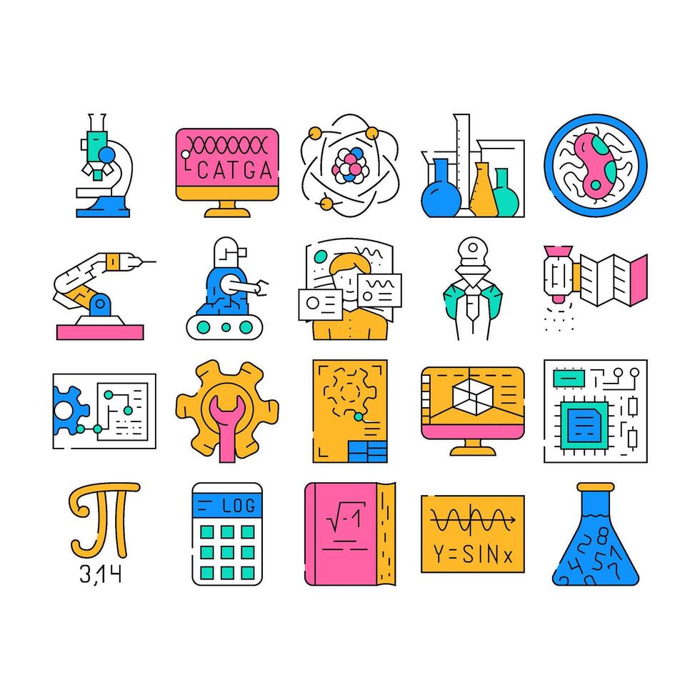 Stem Engineer Process And Science Icons Set vector