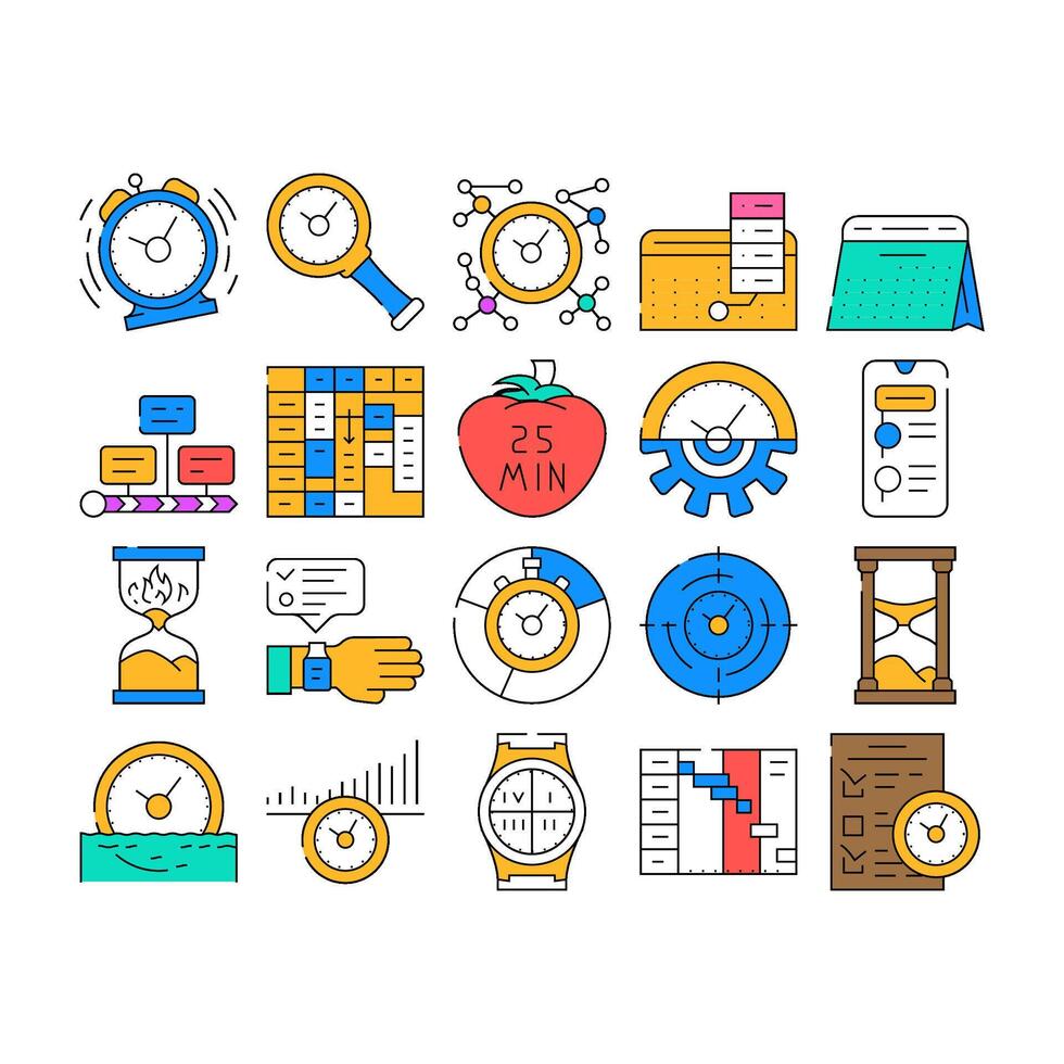 Time Management And Planning Icons Set vector