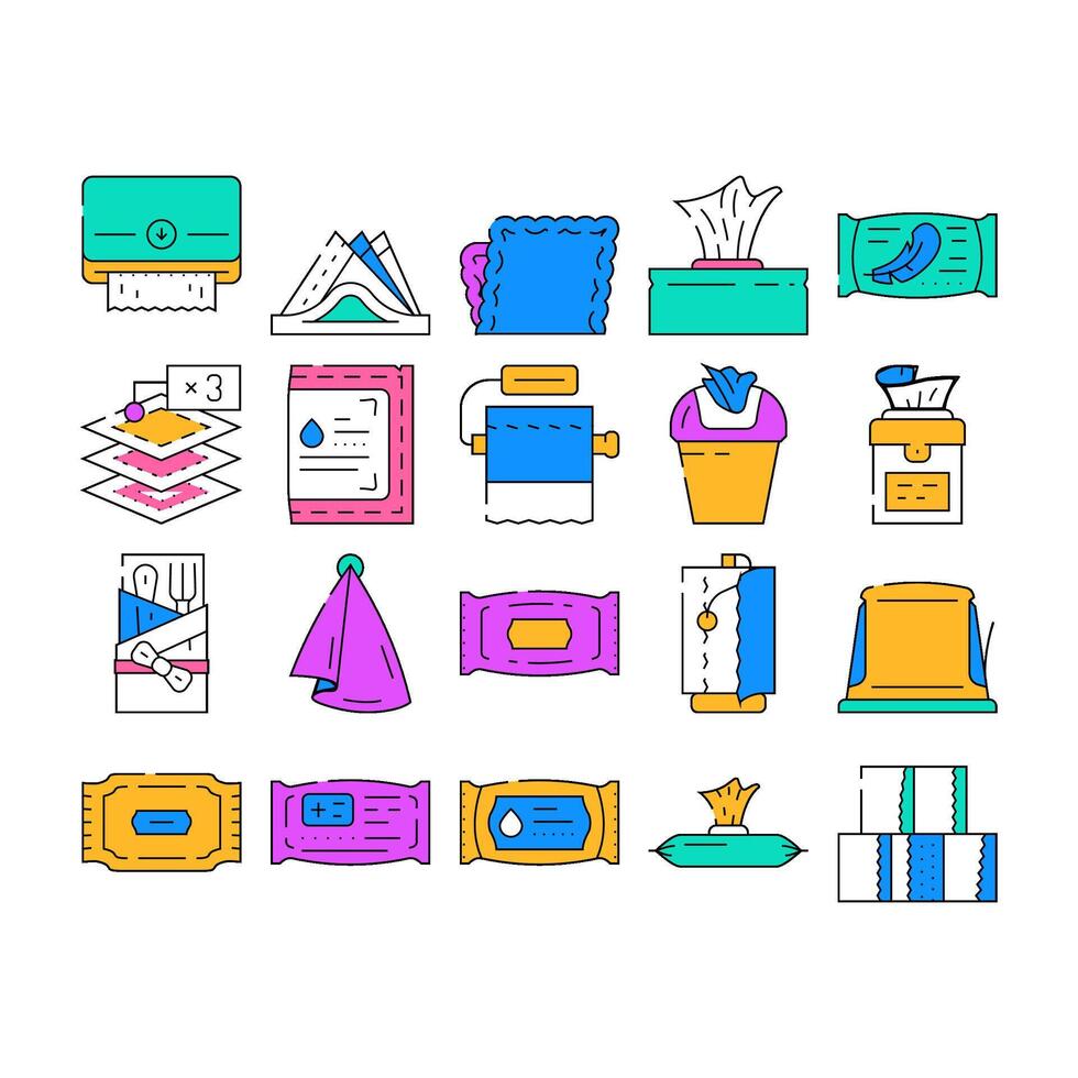 Tissue Paper And Napkin Package Icons Set vector