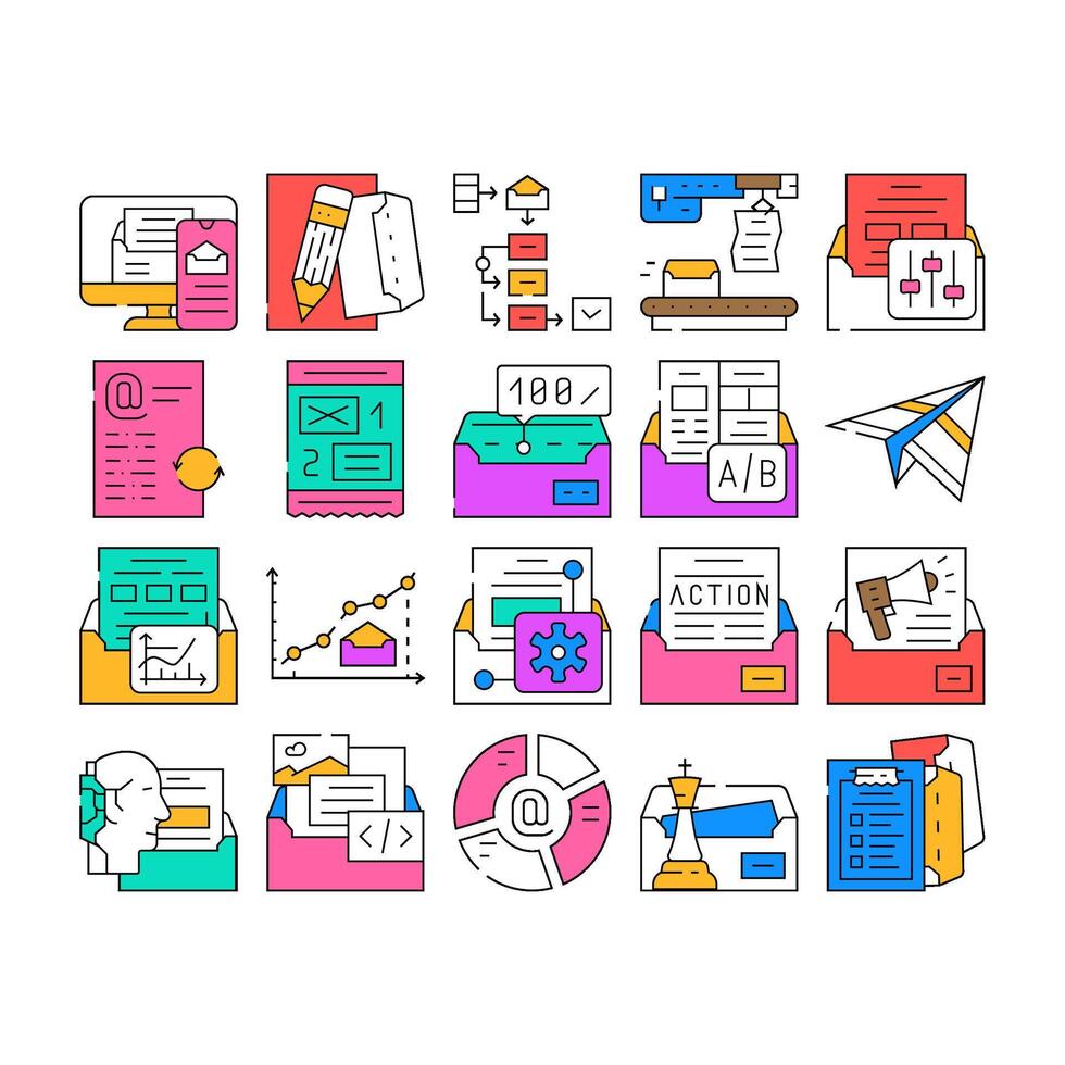 Email Marketing And Advertisement Icons Set vector