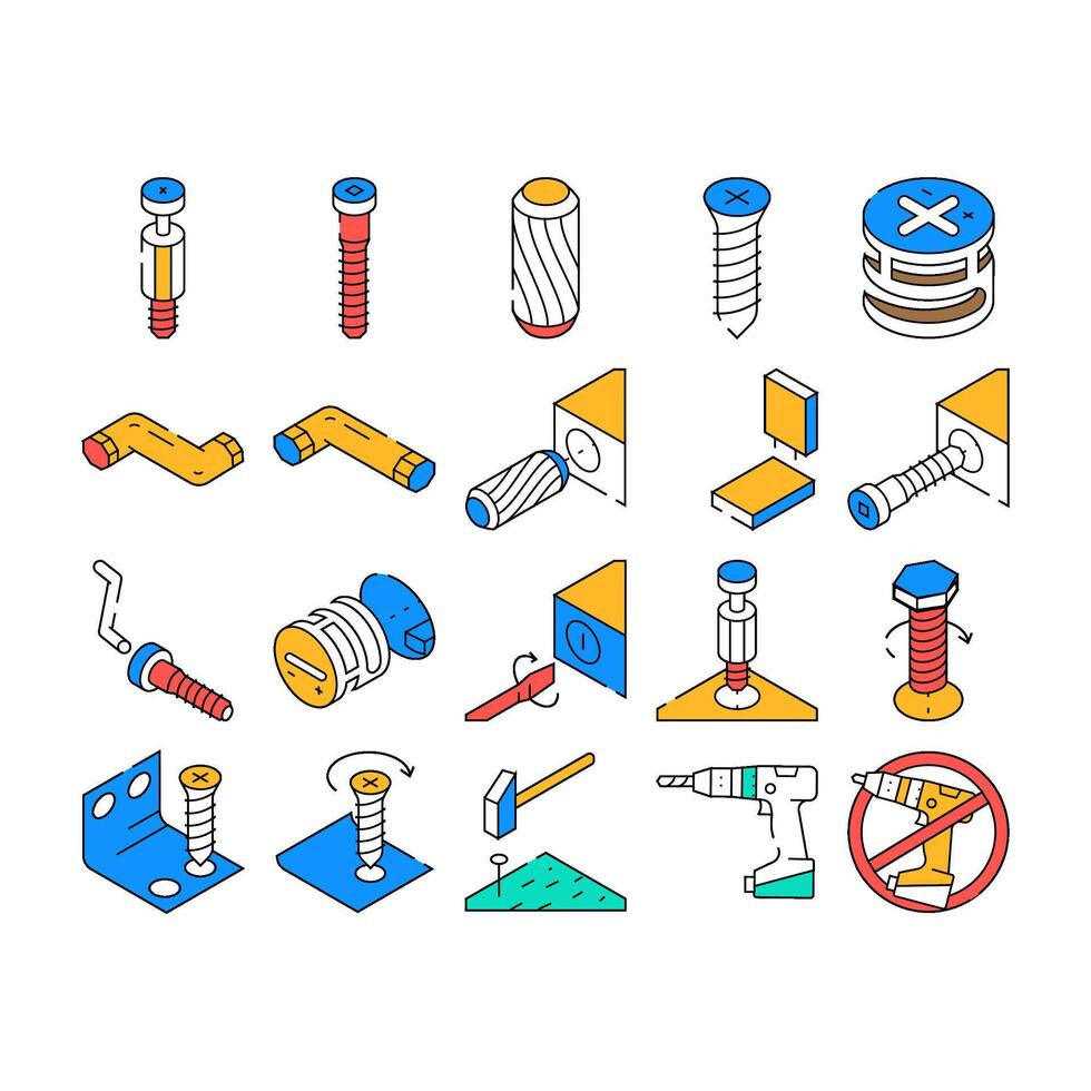 assembly instruction furniture icons set vector