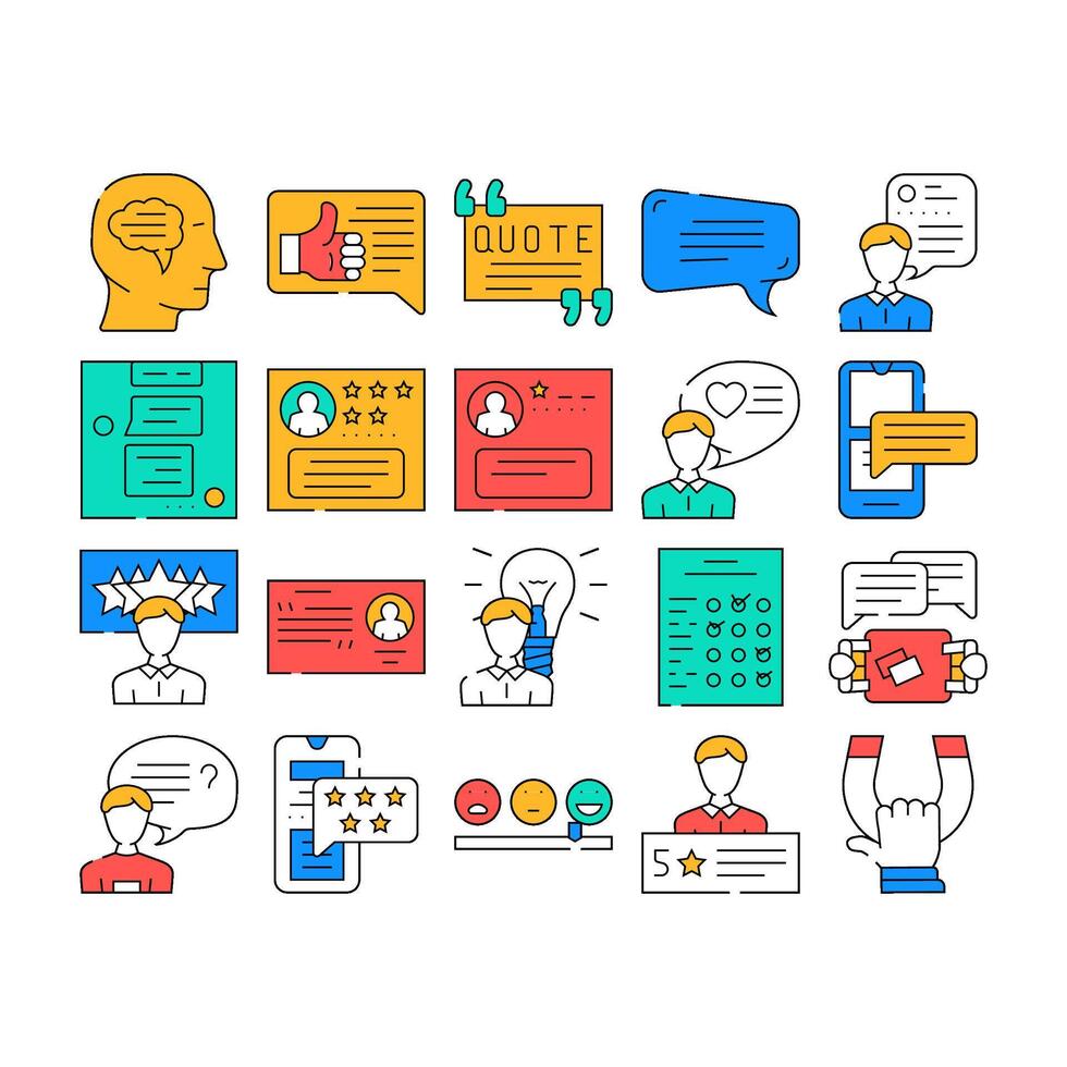 testimonial feedback quote icons set vector