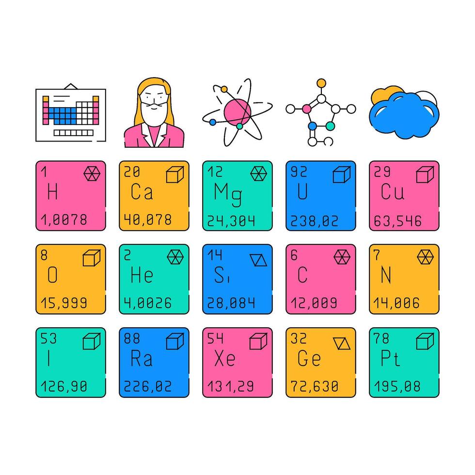 chemistry science chemical icons set vector