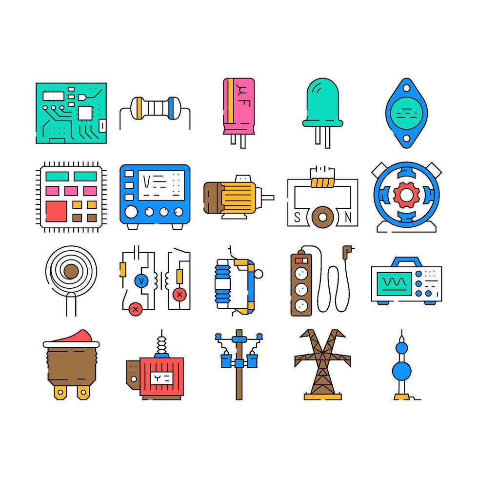 engineer worker industry icons set vector
