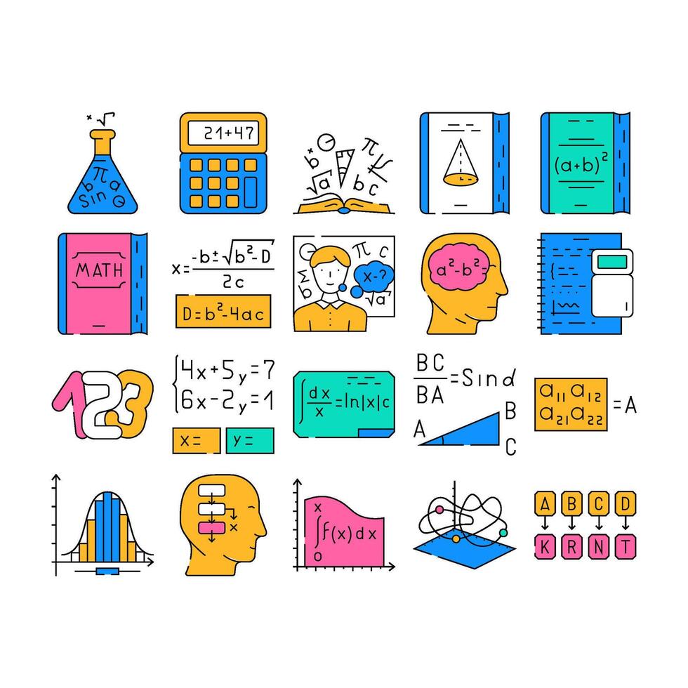 math science education school icons set vector