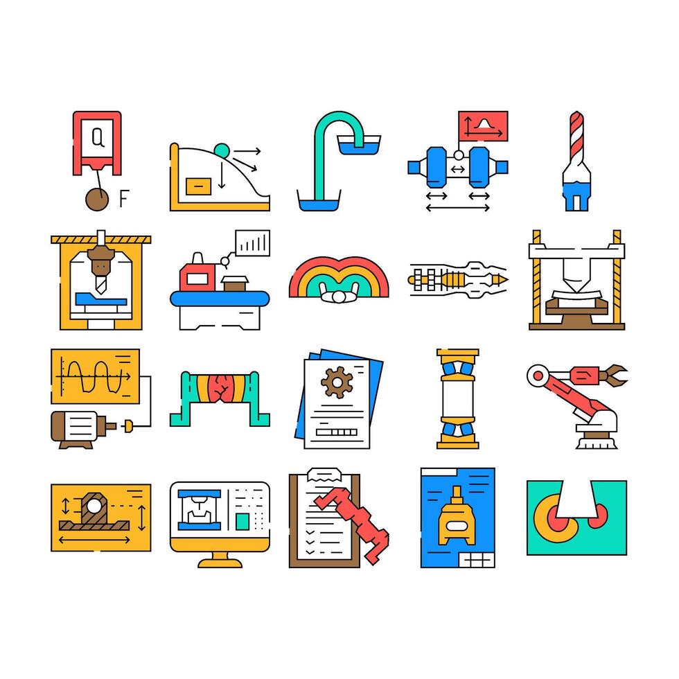 mechanical engineer industry icons set vector