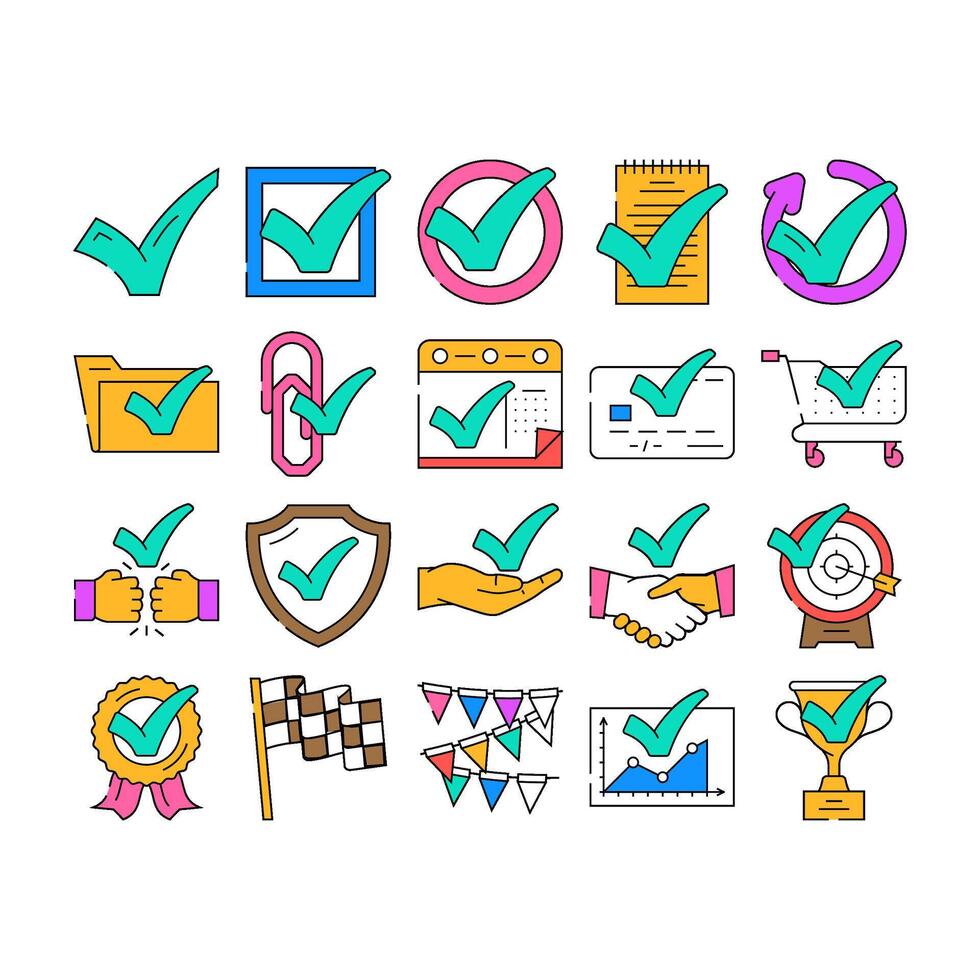 check mark yes correct icons set vector