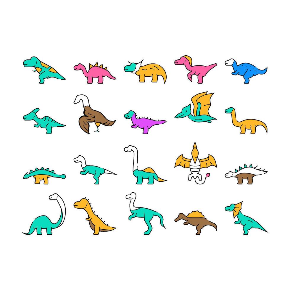 dinosaur character jurassic cute icons set vector