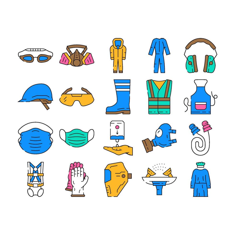 personal protective equipment ppe icons set vector