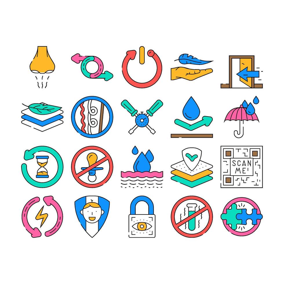 product caution label warning icons set vector