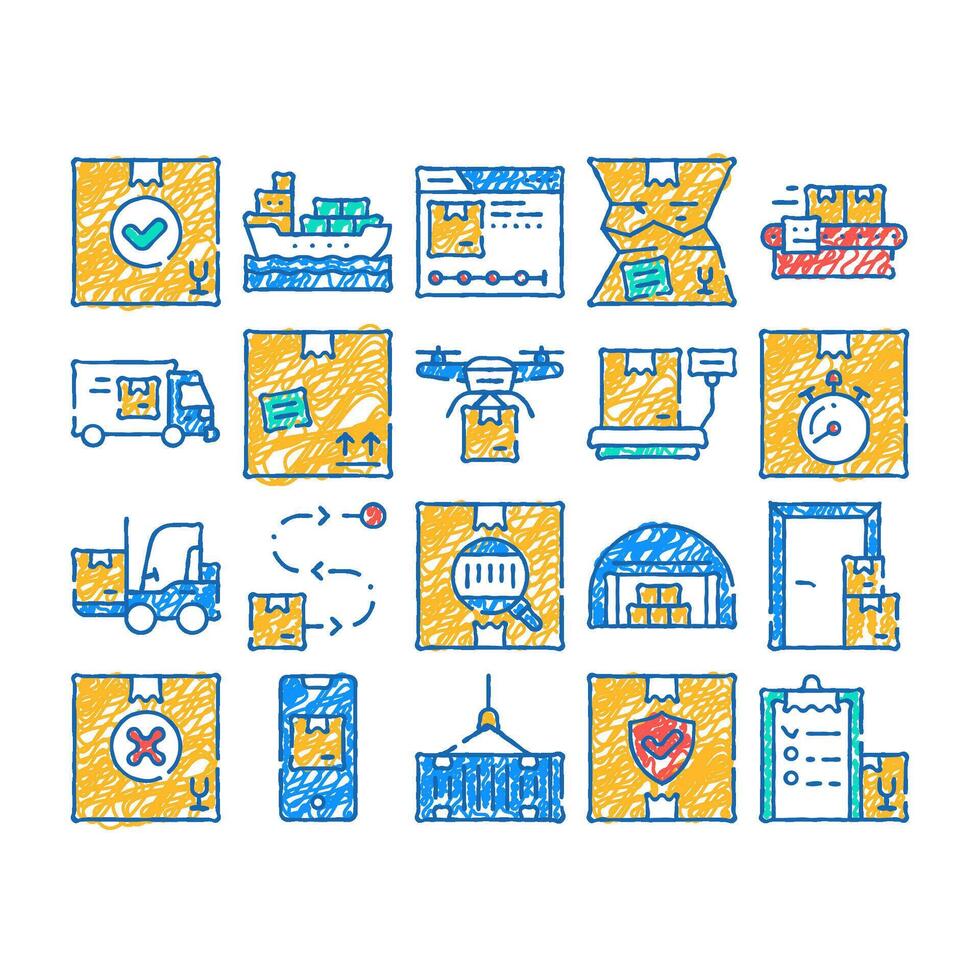 logistics service icon hand drawn vector