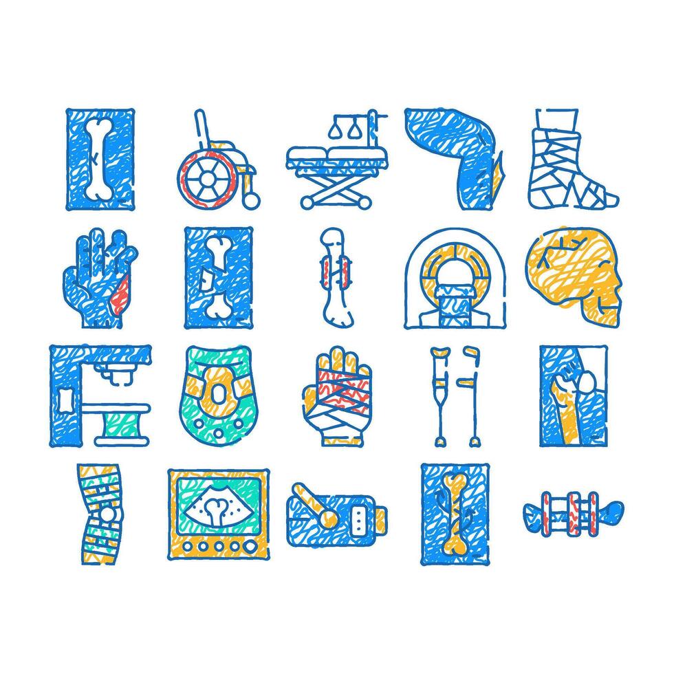 fracture accident icon hand drawn vector
