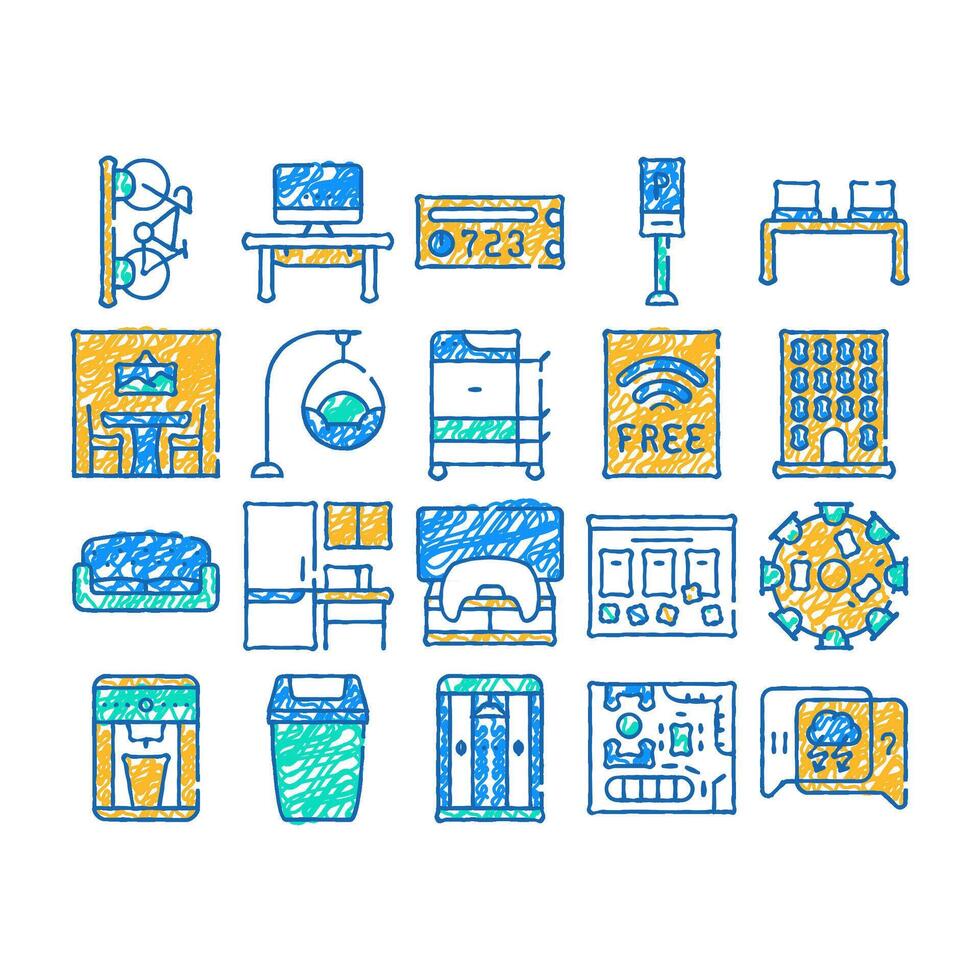 coworking work office icon hand drawn vector