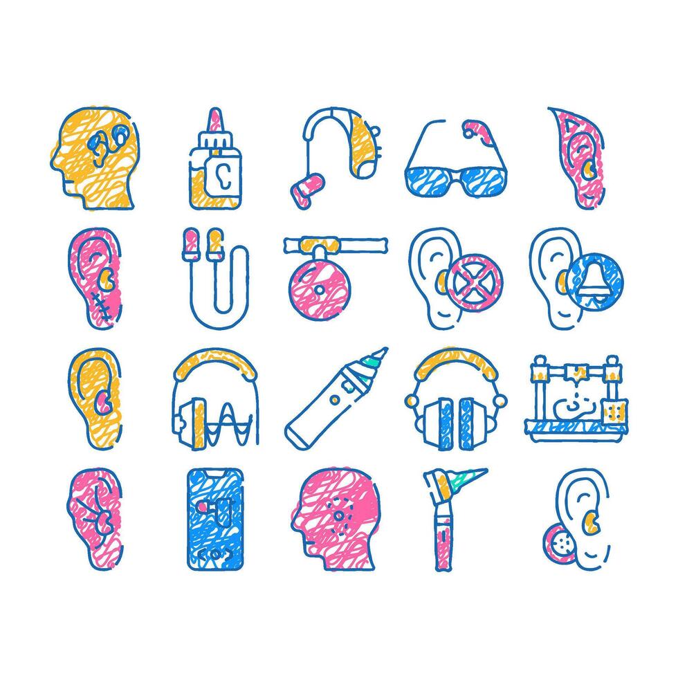 hearing equipment icon hand drawn vector