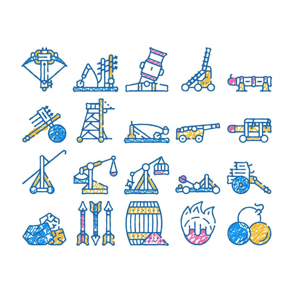 siege engine catapult icon hand drawn vector