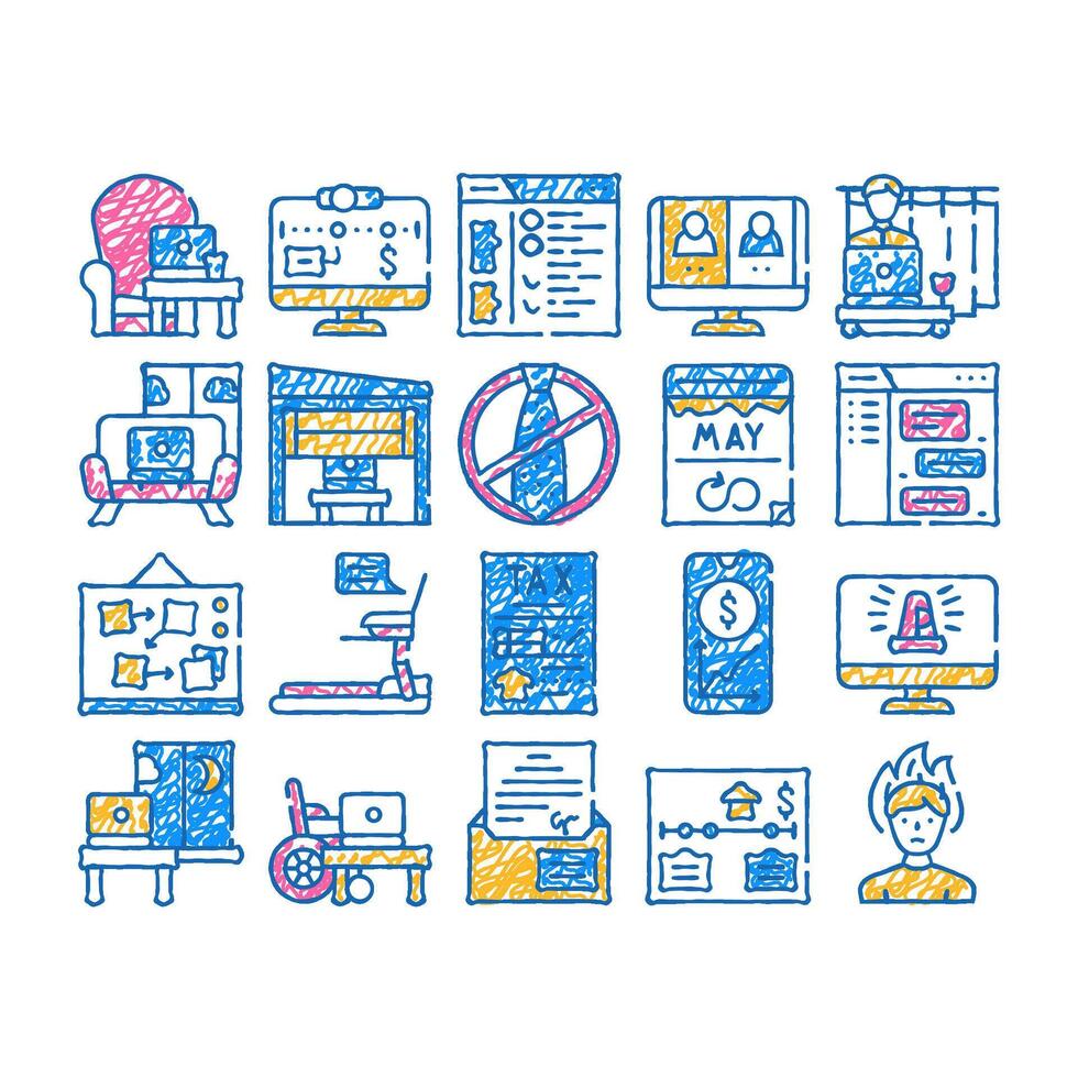 remote work from home icon hand drawn vector