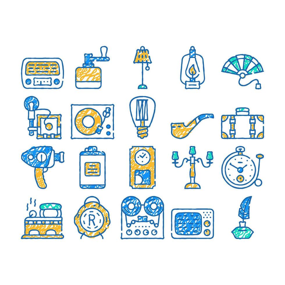 retro stuff devices icon hand drawn vector