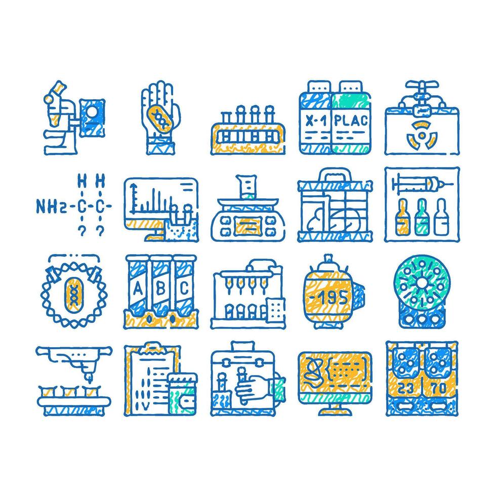vaccine production flat icon hand drawn vector