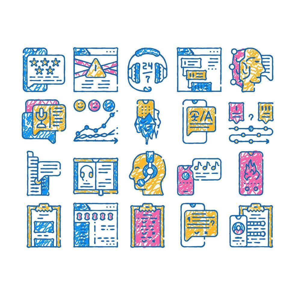 call center service icon hand drawn vector
