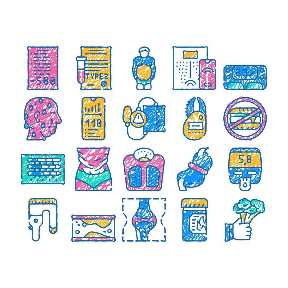 cholesterol overweight flat icon hand drawn vector